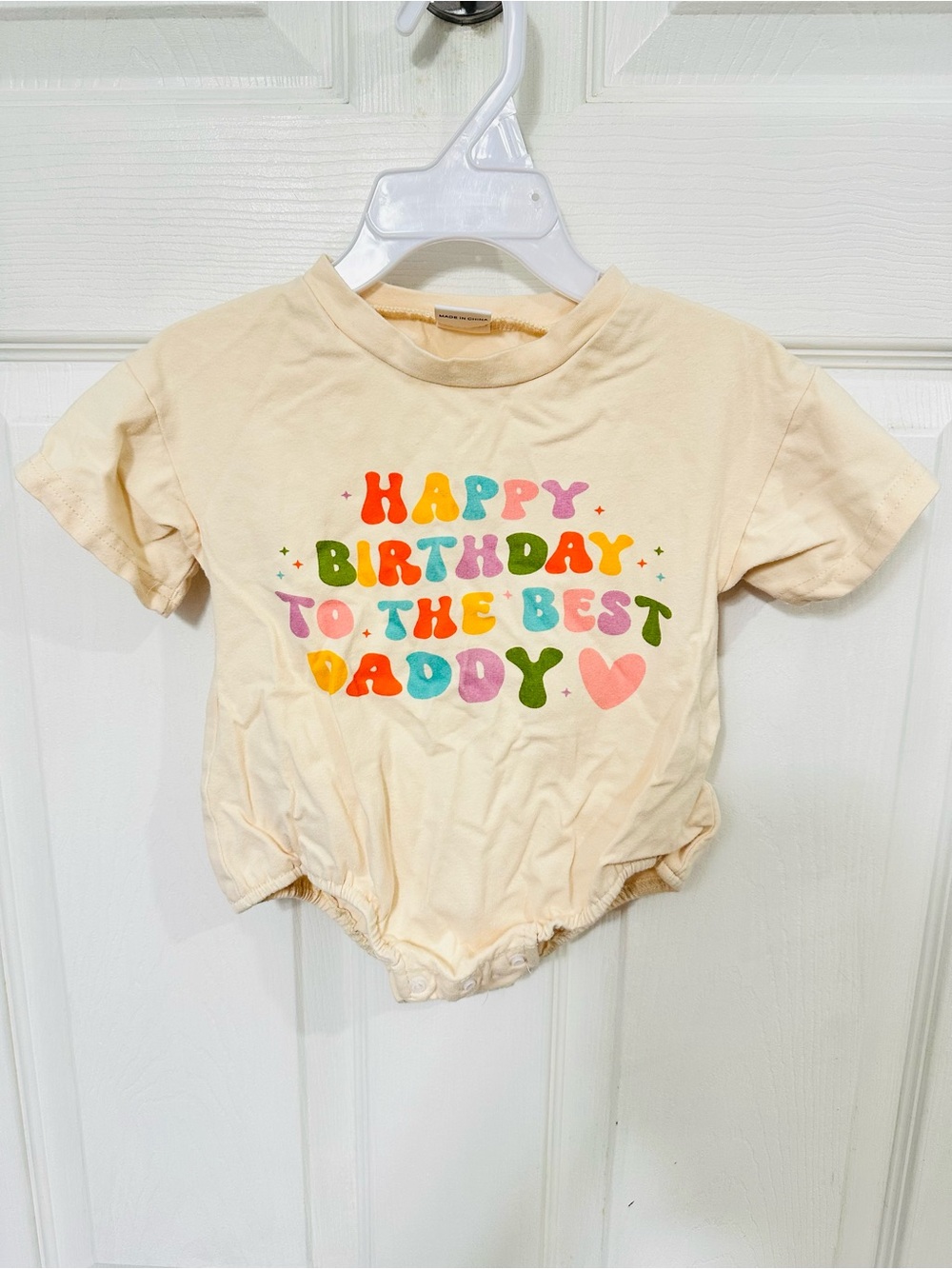 Kids Cream "Happy Birthday To The Best Daddy" Graphic Bodysuit